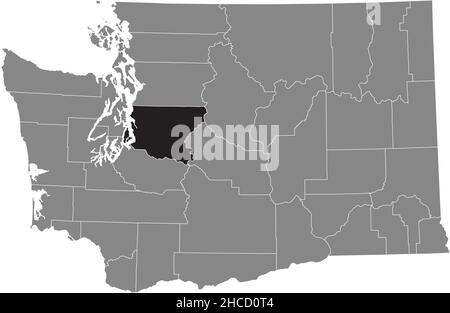 Schwarz markierte Lagekarte des King County in grauer Verwaltungskarte des Bundesstaates Washington, USA Stock Vektor