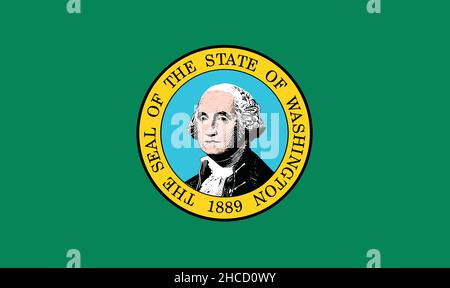 Offizielle aktuelle Vektorflagge des Bundesstaates Washington, USA Stock Vektor