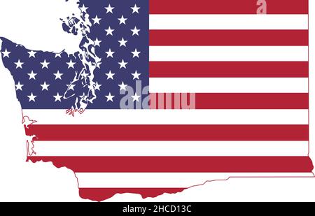 Einfache flache US-Flagge-Verwaltungskarte des Bundesstaates Washington, USA Stock Vektor