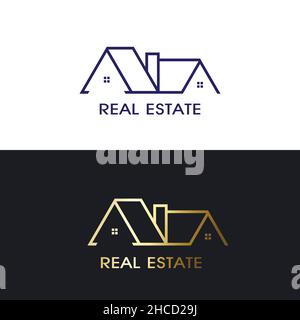 Real Estate House Template Lineal Stock Vektor