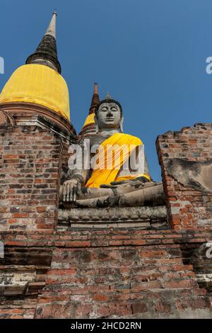 Statue von Buddha in Ayutthaya, der 13 Jahrhundert Geschichte Hauptstadt des Königreichs Siam, Ayutthaya, Phra Nakhon Si Ayutthaya Provinz, Thailand. Stockfoto