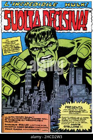 Italien - 1973: Erste Ausgabe von Marvel-Comics, Cover von Hulk Stockfoto