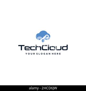 Modernes Design TECH WOLKE blauen Himmel Logo-Design Stock Vektor