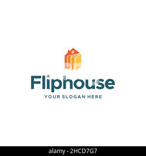 Modernes buntes FLIP HOUSE Haus bauen Logo-Design Stock Vektor
