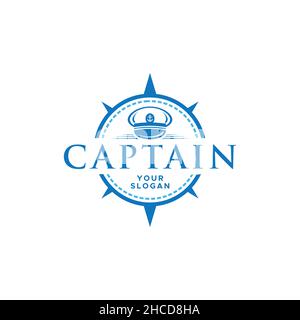 Modernes flaches farbenfrohes CAPTAIN Leader Logo-Design Stock Vektor