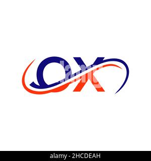 Anfangsbuchstabe des OX-Logos. OX Logo Design für Finanz-, Entwicklungs-, Investitions-, Immobilien- und Managementunternehmen Vektorvorlage Stock Vektor