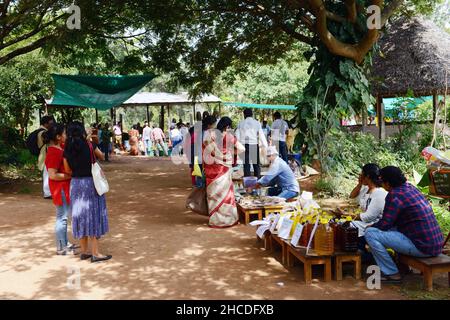 Farmers Market am Bhoomi College in der Nähe von Bangalore, Indien. Stockfoto