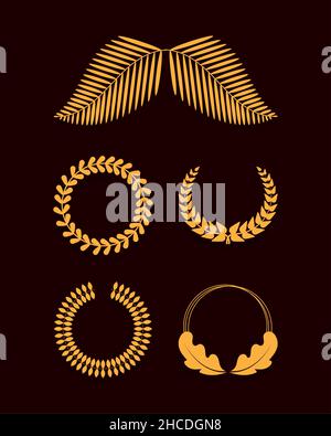 Set aus fünf Lorbeerkränzen Stock Vektor