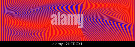 Hintergrund der Verzerrungslinien. Verzerrte Streifen, abstraktes modernes Muster. Op Art Illusion Wellen. Vektor 3D-Kurven. Dynamische Oberfläche Stock Vektor