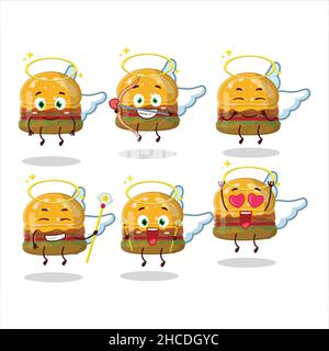 Hamburger Gummy Süßigkeiten Cartoon-Designs als niedliche Engel Charakter. Vektorgrafik Stock Vektor