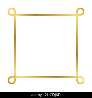 Golden glänzend glühenden Vintage Rechteck Rahmen mit Schatten isoliert auf weißem Hintergrund. Goldener realistischer quadratischer Rand. Vektorgrafik Stock Vektor