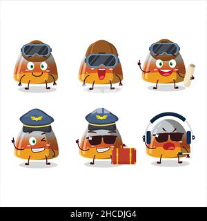 Pilot Cartoon Maskottchen Gummy Mais mit Gläsern. Vektorgrafik Stock Vektor