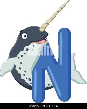 Buchstabe N für Narwhal Stock Vektor