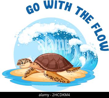 Englische Idiom mit Bildbeschreibung für GO with the flow Illustration Stock Vektor