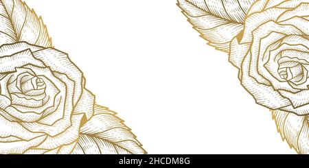Luxus goldene Rose lineare Vektor-Hintergrund. goldene Rose Linie Stock Vektor