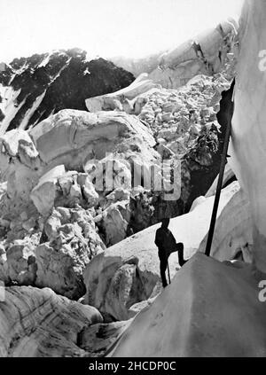 Klettern in den französischen Alpen, viktorianische Zeit Stockfoto