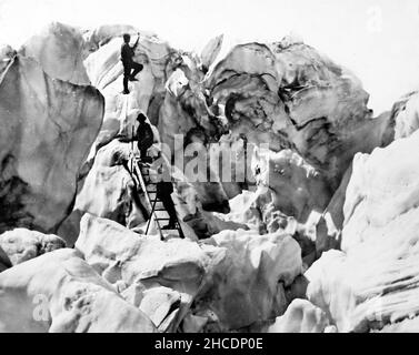 Klettern in den französischen Alpen, viktorianische Zeit Stockfoto