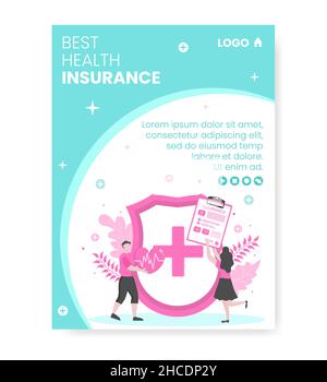 Health Care Post Template Flat Design Illustration editierbar von quadratischen Hintergrund für Social Media, Grußkarte und Web Stock Vektor