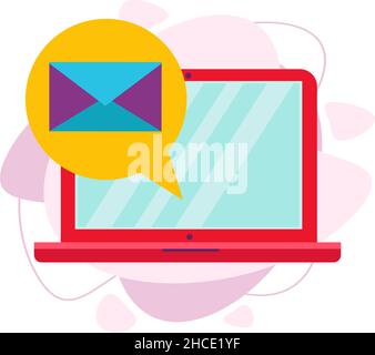 E-Mail-Benachrichtigung auf dem Laptop-Bildschirm-Konzept. Stock Vektor