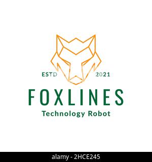 fuchs oder Wolf Kopf Linie Roboter Logo Design Vektor Grafik Symbol Symbol Zeichen Illustration kreative Idee Stock Vektor