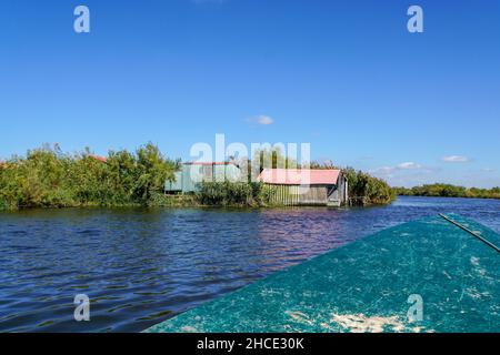 Bootsfahrt am Delta des Evros-Fluss, Thrakien (Thrakien), Griechenland. Stockfoto