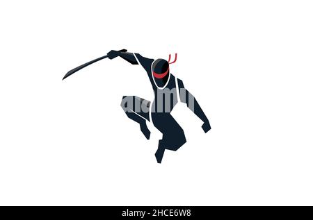 Kreative Schwarz Ninja Logo Vektor Stock Vektor