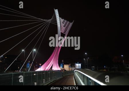 Die Ponte di Flaiano Brücke bei Nacht, Pescara, Abruzzen, Italien, Europa Stockfoto