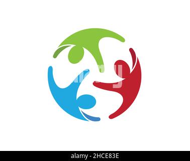 Drei-Personen-Team-Logo Bunte menschliche Silhouette Zeichen Vektor-Design-Symbol Stock Vektor
