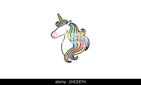 Niedliche magische Einhornkopf Kunst Vektor Symbol Design Illustration Stock Vektor