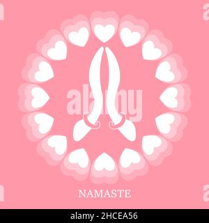 Illustration Hände gefaltet in einer namaste Grußpose auf Stockfoto