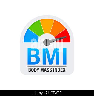 Indikator bmi auf weißem Hintergrund. Diagrammkonzept. Vektorsymbol. Stock Vektor