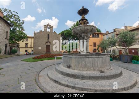 Blick von der Via San Lorenzo, Altstadt, Piazza del Gesu, Viterbo, Latium, Italien, Europa Stockfoto