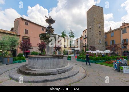 Piazza del Gesu, Brunnen, Altstadt, Viterbo, Latium, Italien, Europa Stockfoto