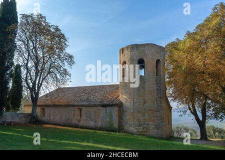 Kirche Pieve di Corsignano dei Santi Vito e Modesto, Val d'Orcia, UNESCO-Weltkulturerbe, Pienza, Toskana, Italien, Europa Stockfoto