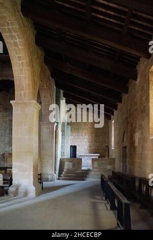 Kirche Pieve di Corsignano dei Santi Vito e Modesto, Innenraum, Val d'Orcia, UNESCO-Weltkulturerbe, Pienza, Toskana, Italien, Europa Stockfoto