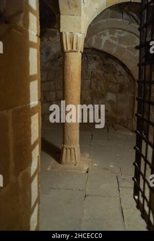 Kirche Pieve di Corsignano dei Santi Vito e Modesto, Krypta, Val d'Orcia, UNESCO-Weltkulturerbe, Pienza, Toskana, Italien, Europa Stockfoto