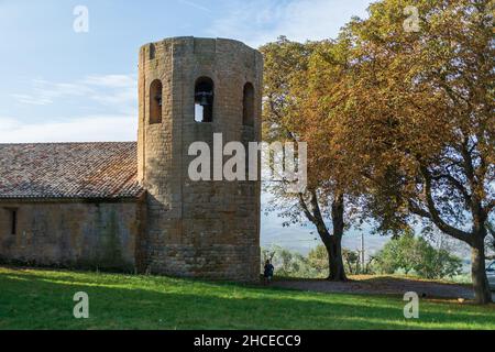 Kirche Pieve di Corsignano dei Santi Vito e Modesto, Val d'Orcia, UNESCO-Weltkulturerbe, Pienza, Toskana, Italien, Europa Stockfoto