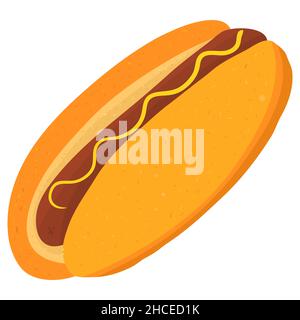 Cartoon-Illustration mit Street Junk Food Hot Dog. Vektor handgezeichnete Grafik. Einzelkost isolierte Kunst Stock Vektor