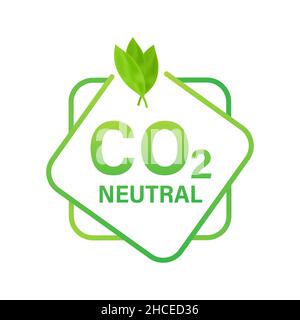 Carbon-neutrales Logo, tolles Design für jeden Zweck. CO2-neutral. Vektorsymbol. Transportlogo. Planet Erde. Stock Vektor