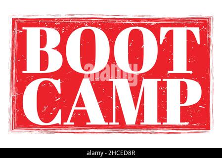 BOOT CAMP, Worte auf rotem grungy Stempel Zeichen geschrieben Stockfoto