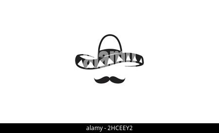 Kreatives Mexikanisches Sombrero Schnurrbart-Design Mit Traditionellem Logo Stock Vektor