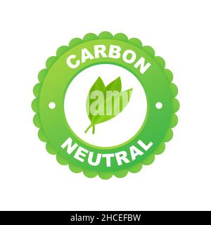 Carbon-neutrales Logo, tolles Design für jeden Zweck. CO2-neutral. Vektorsymbol. Transportlogo. Planet Erde. Stock Vektor