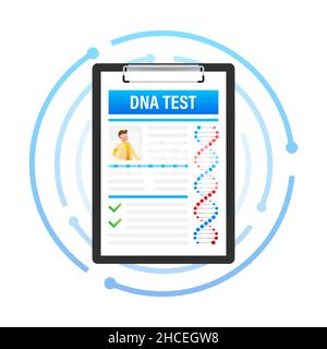 DNA-Tests, genetisches Diagnosekonzept. Gentechnisches Konzept. Kann für Webbanner verwendet werden. Desoxyribonukleinsäure. Vektorgrafik. Stock Vektor