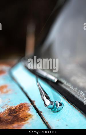 Detailbild eines alten Bauernwagens Stockfoto