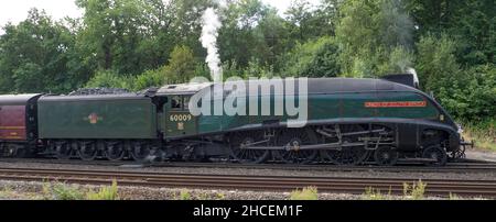 Dampflokomotive der Baureihe A4 60009 Union of South Africa.die Baureihe A4 ist eine von Nigel Gresley für die gestraffte Dampflokomotive der Baureihe 4-6-2 entwickelte Dampflokomotive Stockfoto