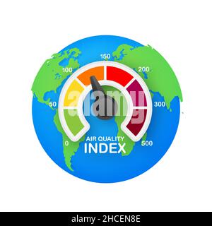 Infografik mit Luftqualitätsindex auf Staubhintergrund für medizinisches Design. Luftqualitätsindex, großartiges Design für jeden Zweck. Vektorgrafik. Stock Vektor