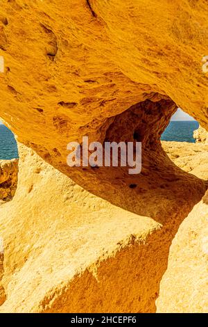 Algar Seco Felsformationen Carvoeiro Küste Portugal Stockfoto