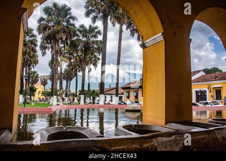 La Union Wasserbehälter Ruinen, Antigua, Guatemala Stockfoto