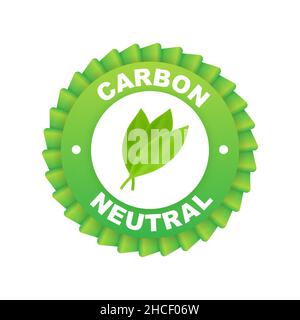 Carbon-neutrales Logo, tolles Design für jeden Zweck. CO2-neutral. Vektorsymbol. Transportlogo. Planet Erde. Stock Vektor