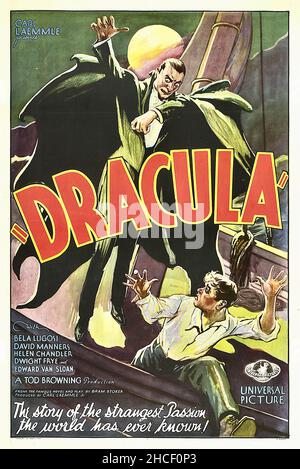 Dracula - Horrorfilm-Poster mit Bela Lugosi - einst im Besitz des Schauspielers Nicolas Cage. Es ging für $310.700 im Jahr 2009, als Cage seine Sammlung verkaufte. Stockfoto